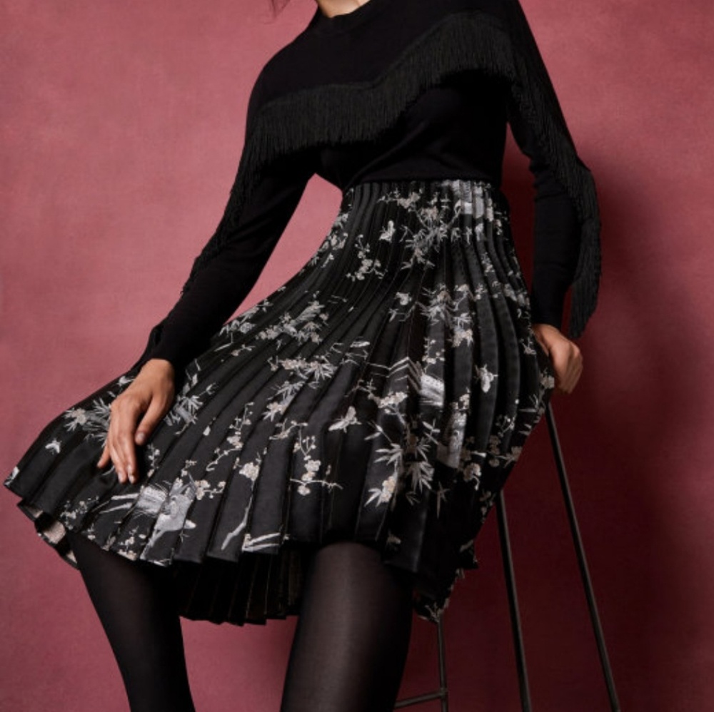 🍒NWT🍒 TED BAKER ALYCIIA JACQUARD PLEAT SKIRT - Picture 3 of 8